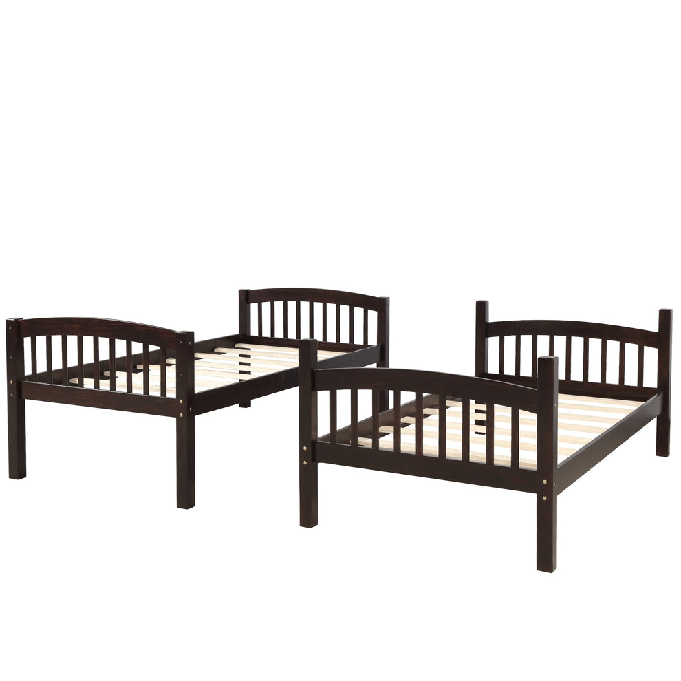 Brown Twin Over Twin Bunk Bed By Homeroots | Beds | Modishstore - 5