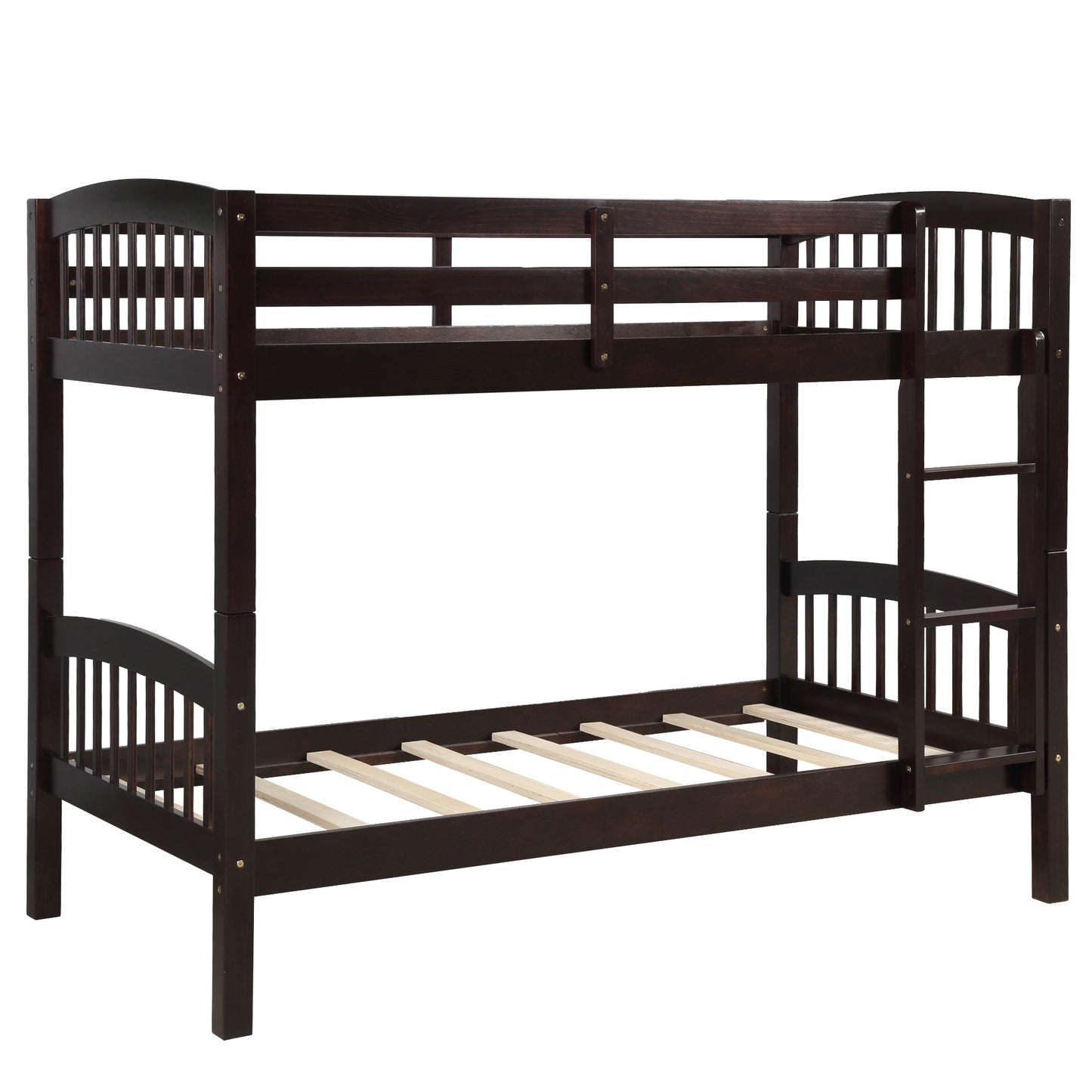 Brown Twin Over Twin Bunk Bed By Homeroots | Beds | Modishstore - 7