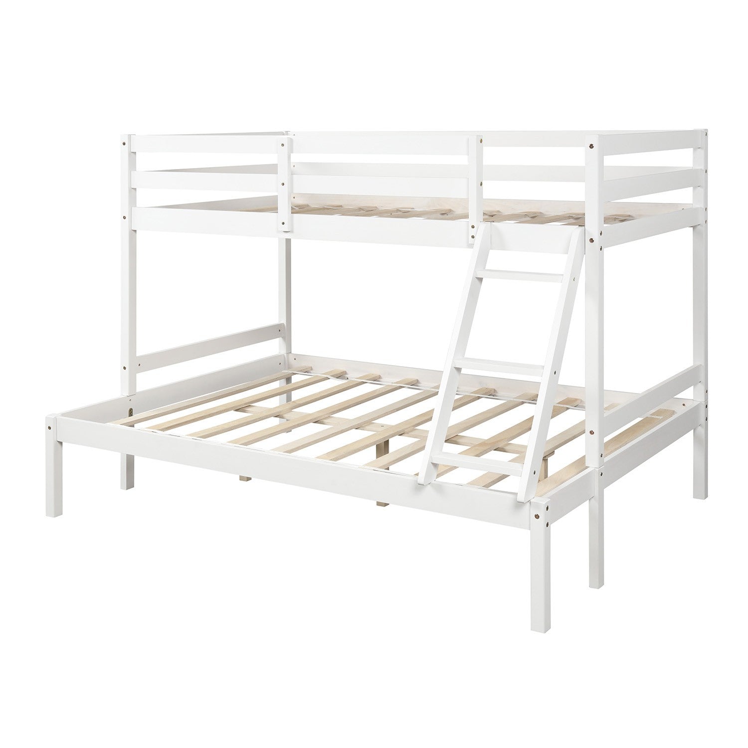White Twin Size Full Size Bunk Bed By Homeroots | Beds | Modishstore - 3