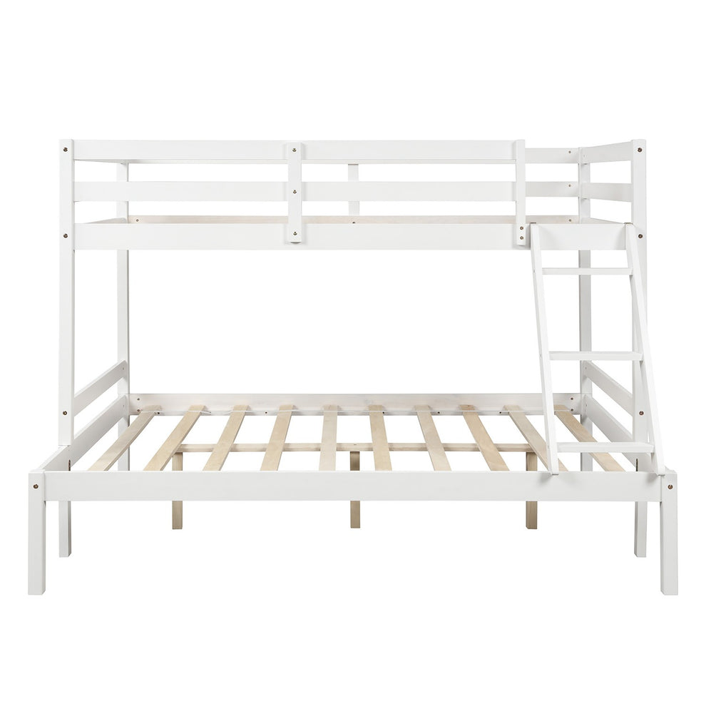 White Twin Size Full Size Bunk Bed By Homeroots | Beds | Modishstore - 5