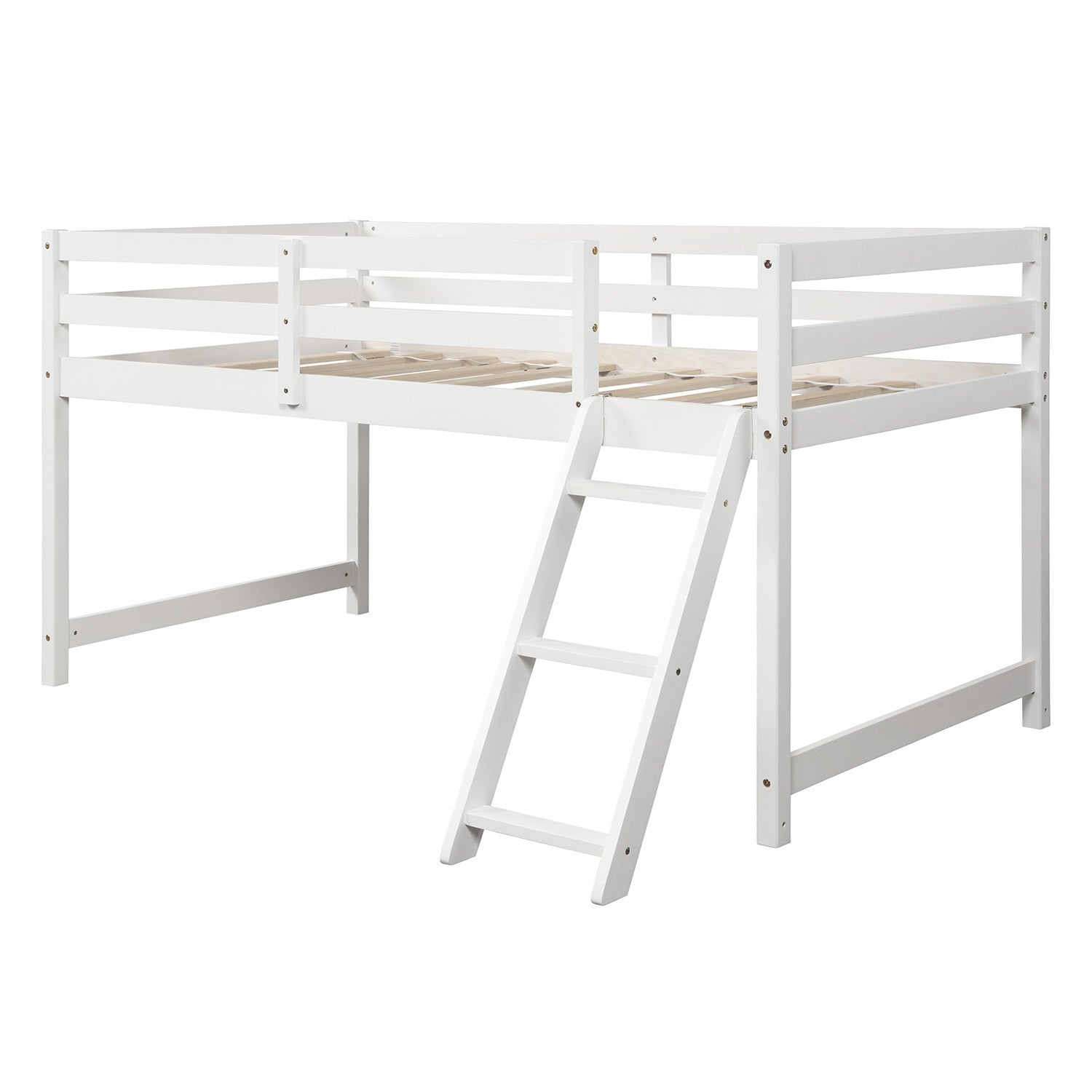 White Twin Size Full Size Bunk Bed By Homeroots | Beds | Modishstore - 7