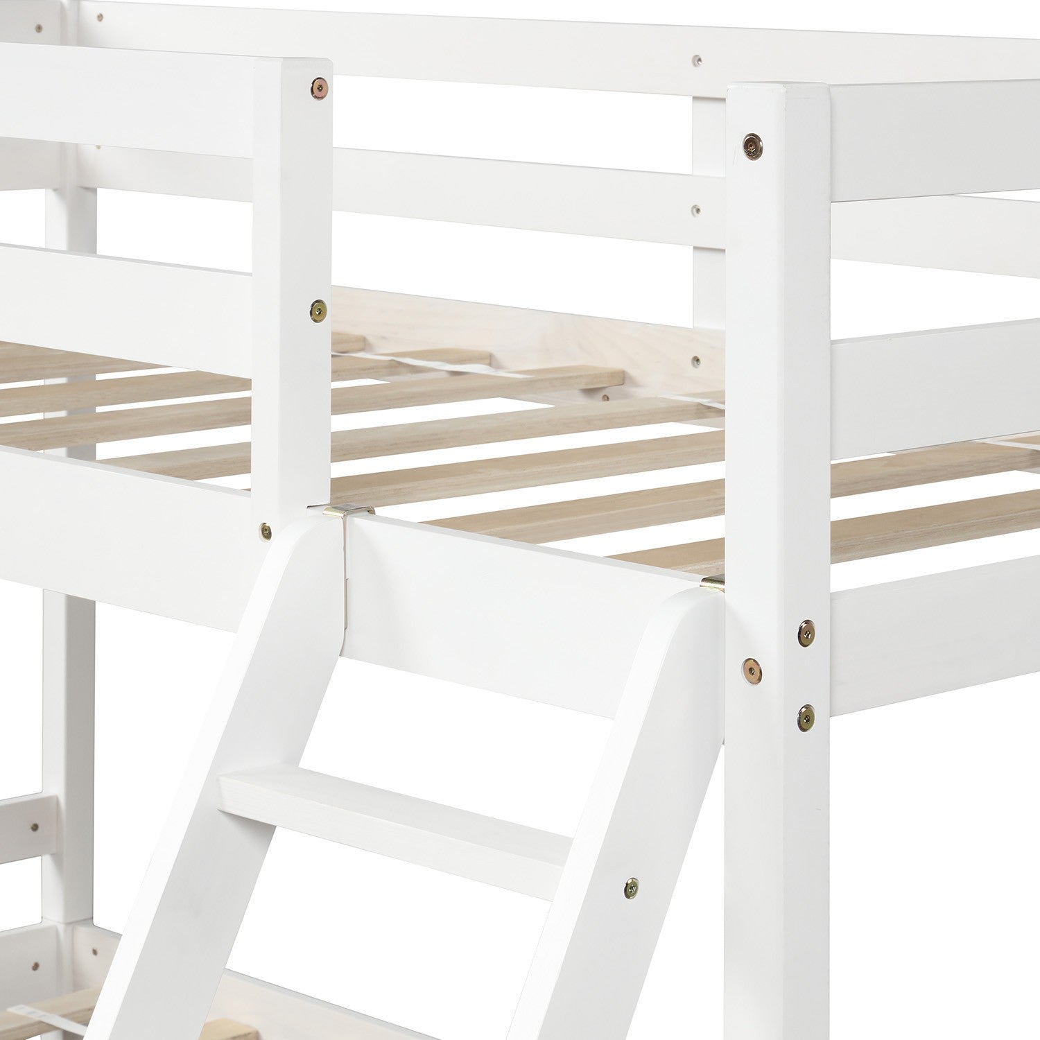 White Twin Size Full Size Bunk Bed By Homeroots | Beds | Modishstore - 8