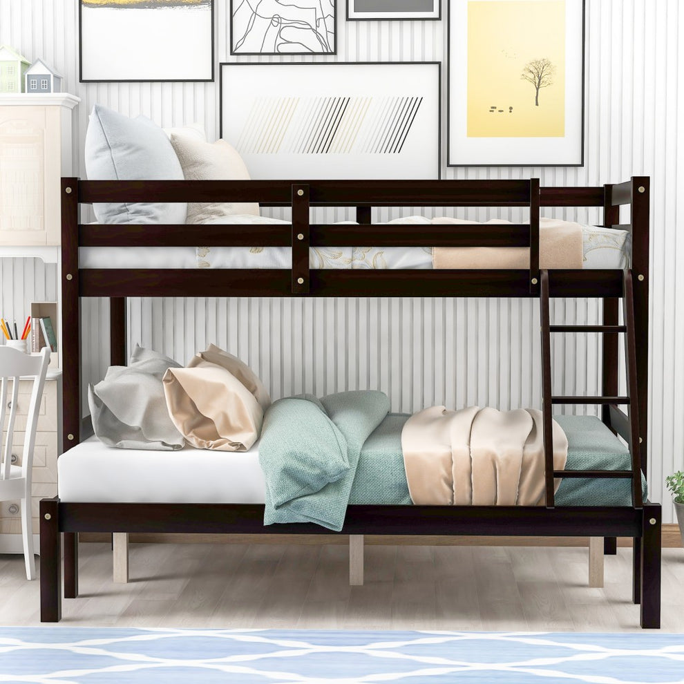 White Twin Size Full Size Bunk Bed By Homeroots | Beds | Modishstore - 11