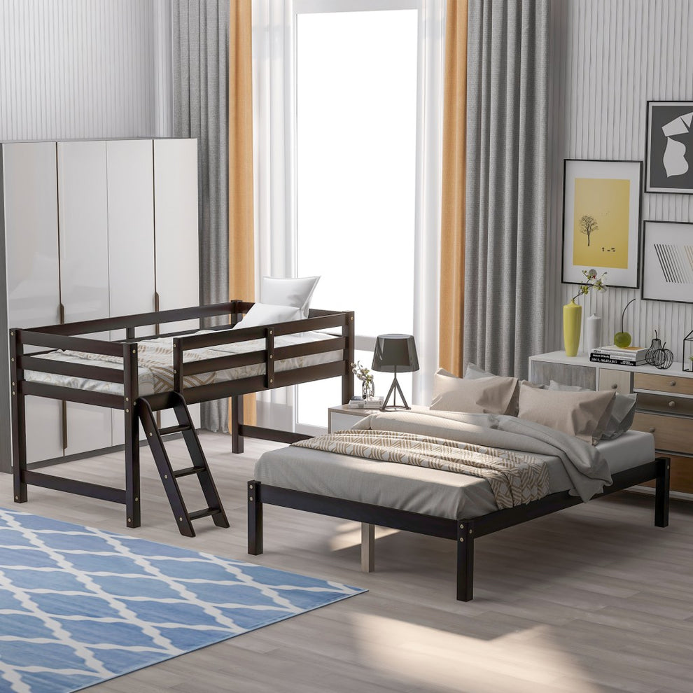 White Twin Size Full Size Bunk Bed By Homeroots | Beds | Modishstore - 15