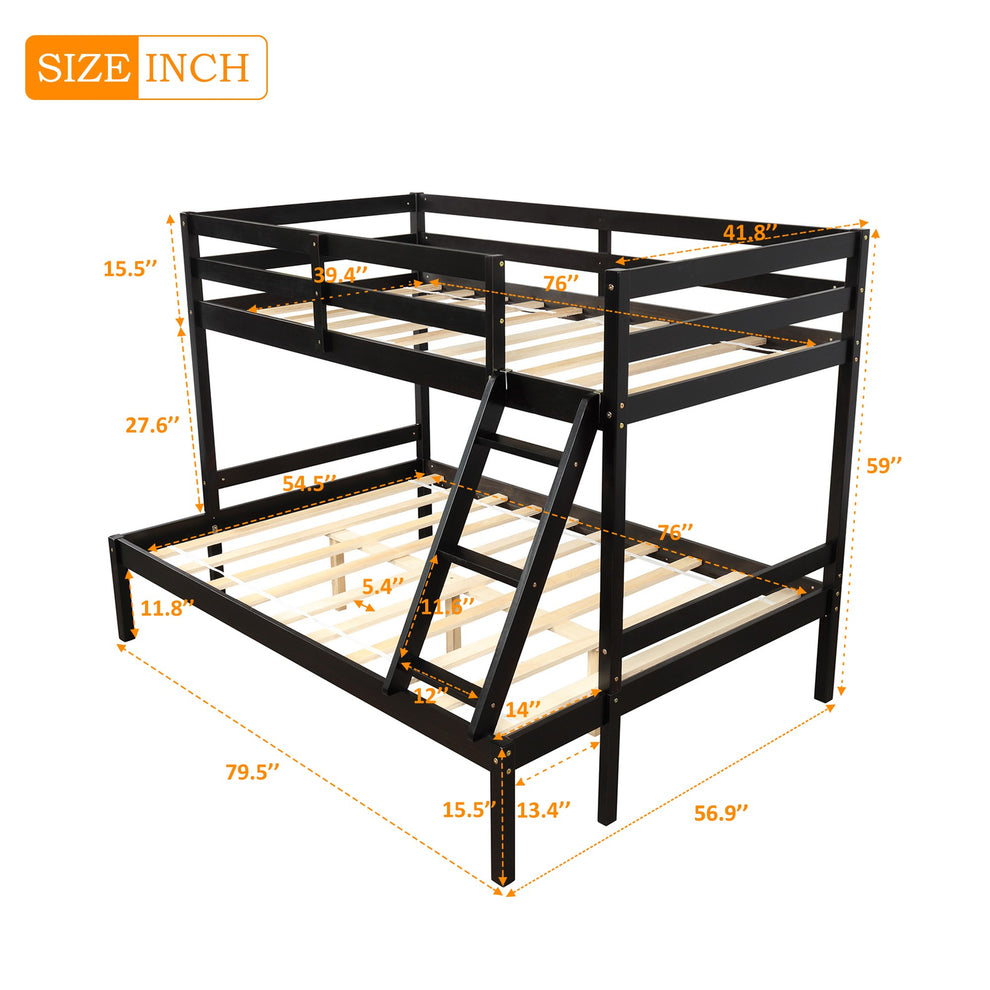 White Twin Size Full Size Bunk Bed By Homeroots | Beds | Modishstore - 18