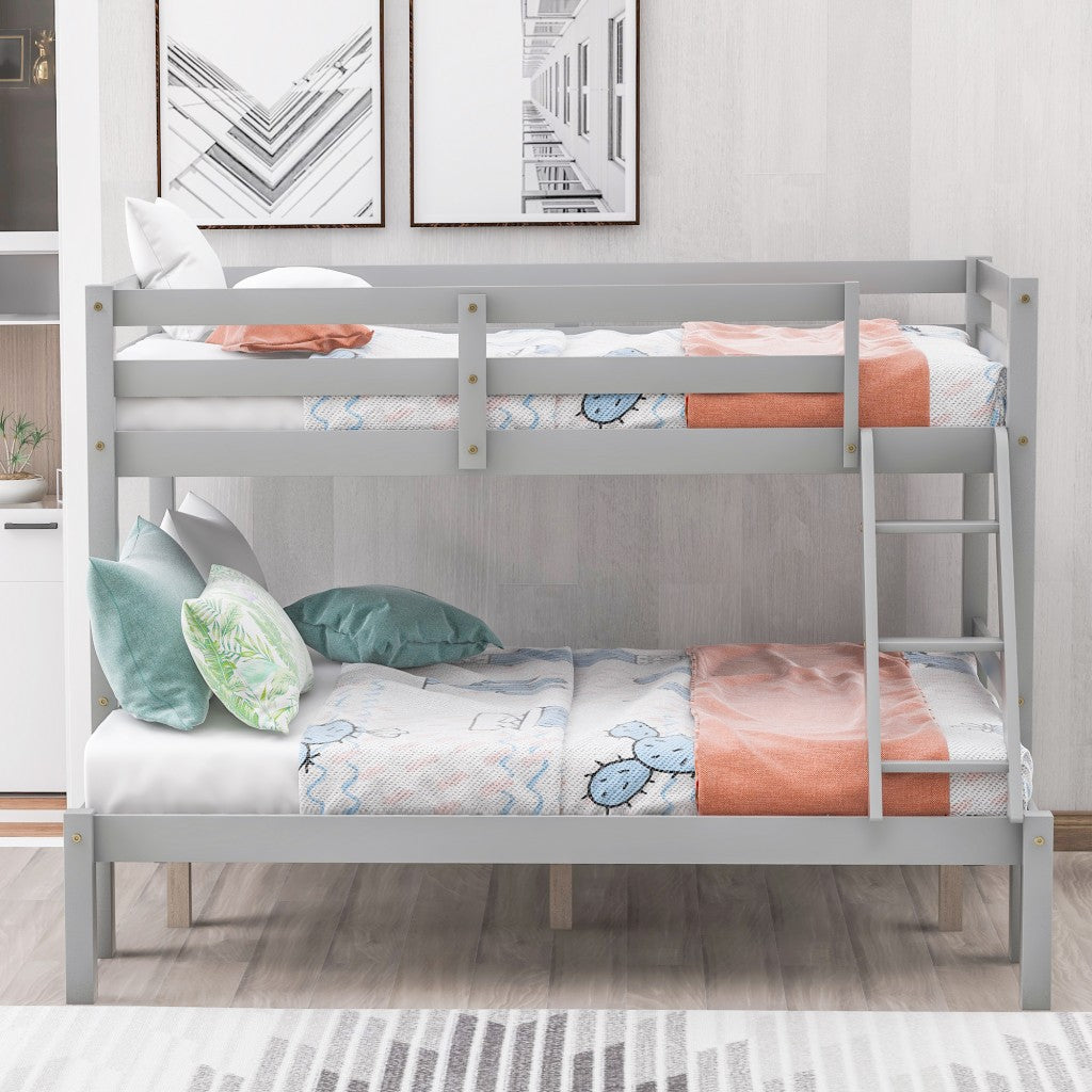 White Twin Size Full Size Bunk Bed By Homeroots | Beds | Modishstore - 21