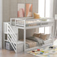 White Twin Over Twin Staircase Bunk Bed By Homeroots | Beds | Modishstore - 3