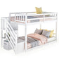 White Twin Over Twin Staircase Bunk Bed By Homeroots | Beds | Modishstore - 5