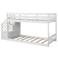 White Twin Over Twin Staircase Bunk Bed By Homeroots | Beds | Modishstore - 7