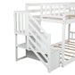 White Twin Over Twin Staircase Bunk Bed By Homeroots | Beds | Modishstore - 9