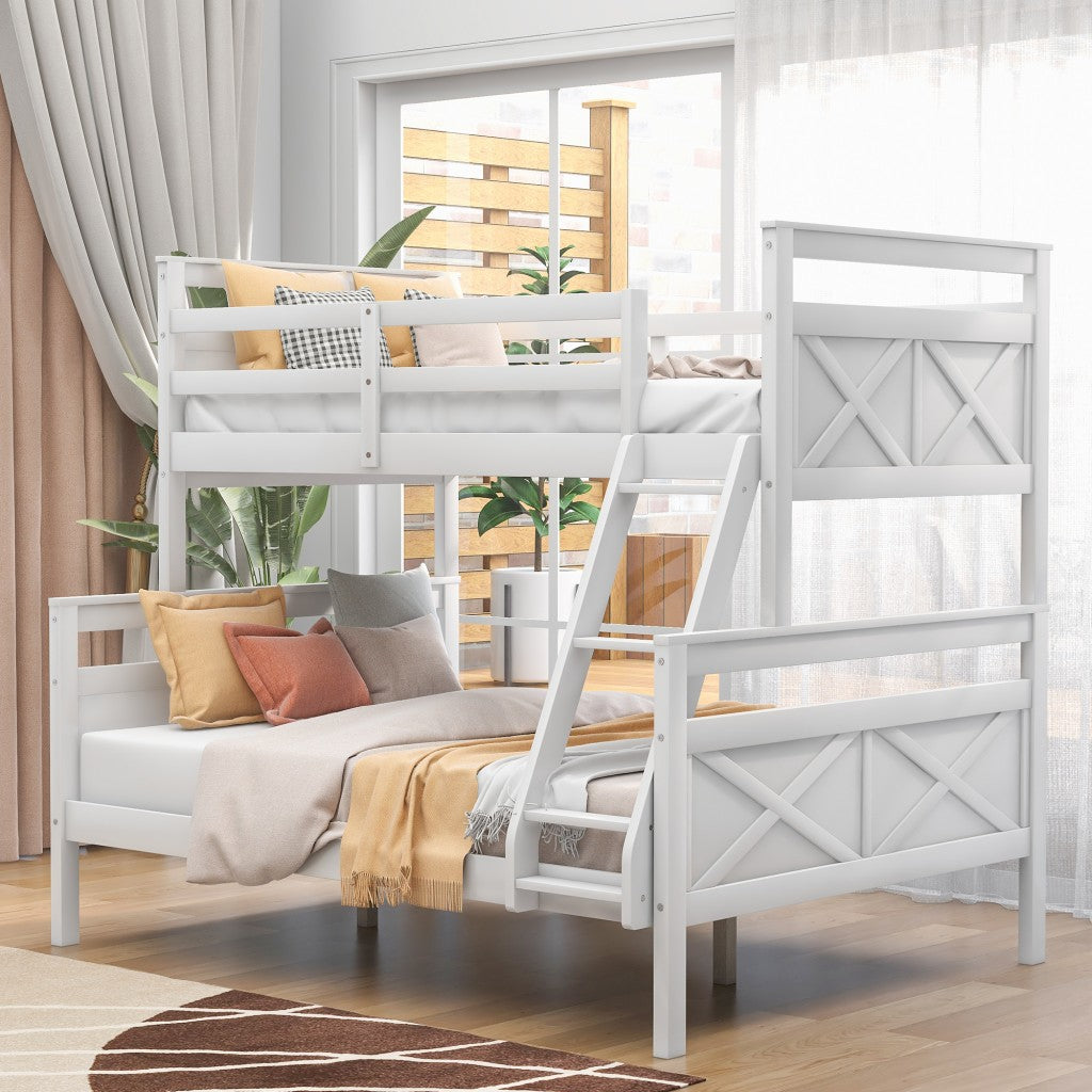 White Twin Over Full Size Bunk Bed By Homeroots | Beds | Modishstore