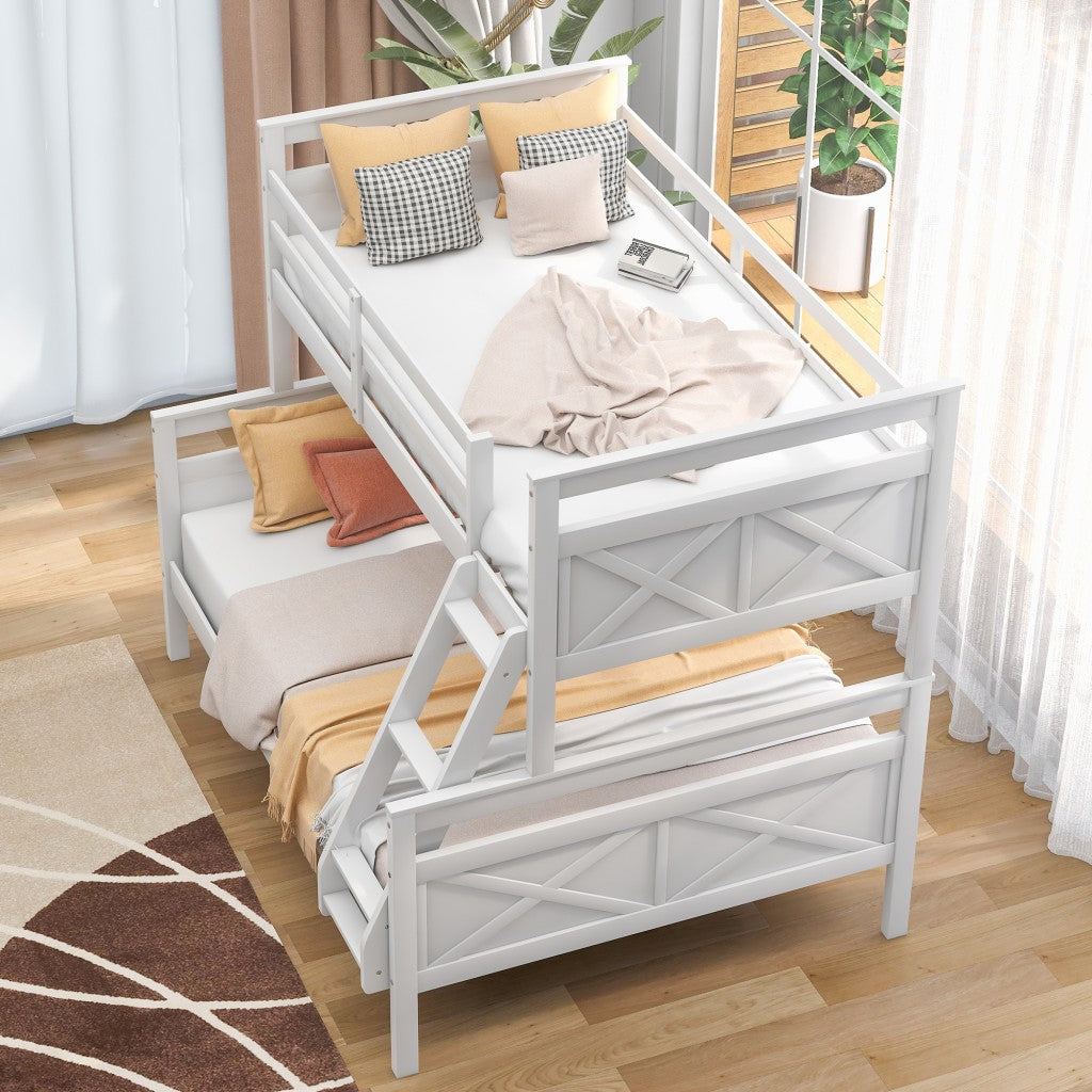 White Twin Over Full Size Bunk Bed By Homeroots | Beds | Modishstore - 3