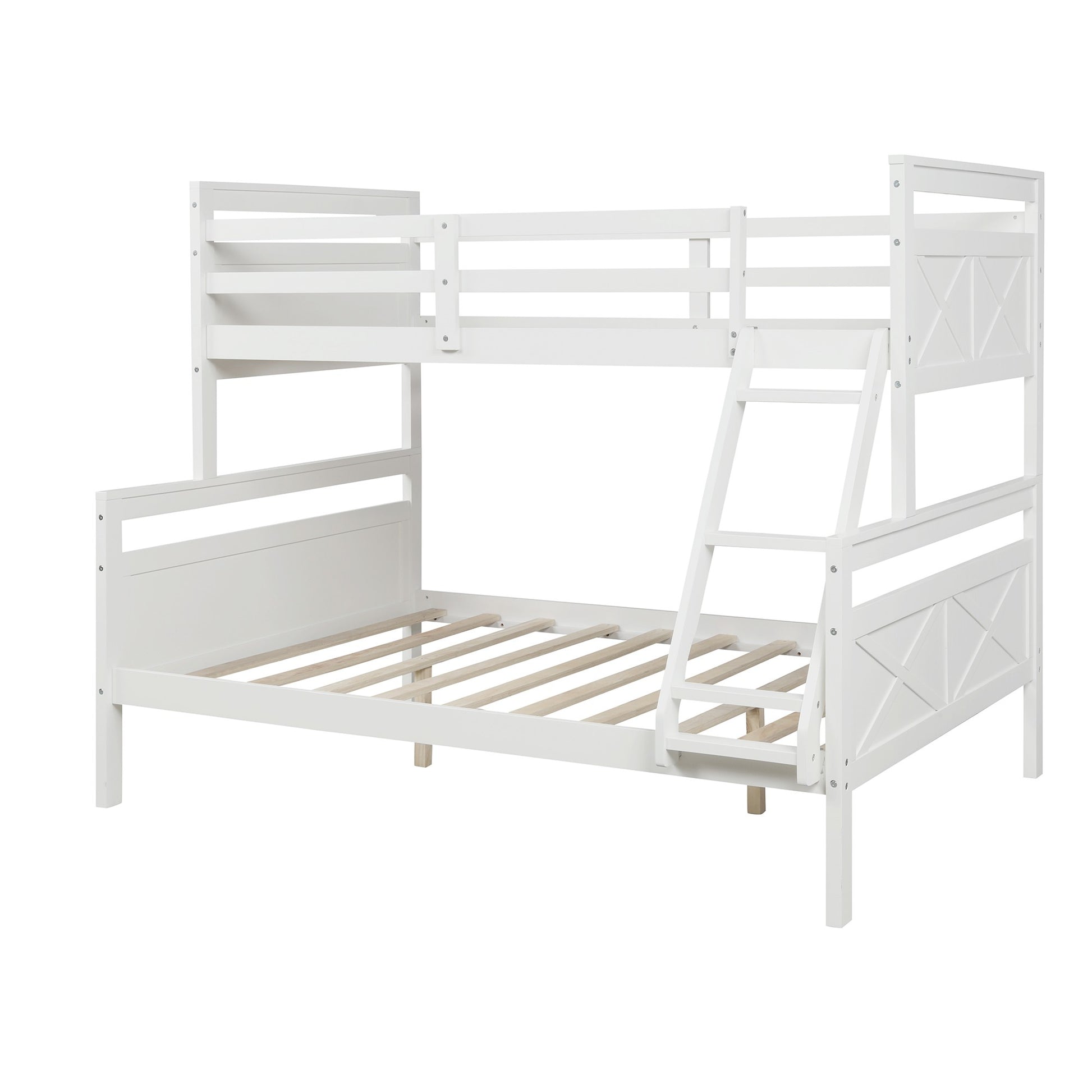 White Twin Over Full Size Bunk Bed By Homeroots | Beds | Modishstore - 6