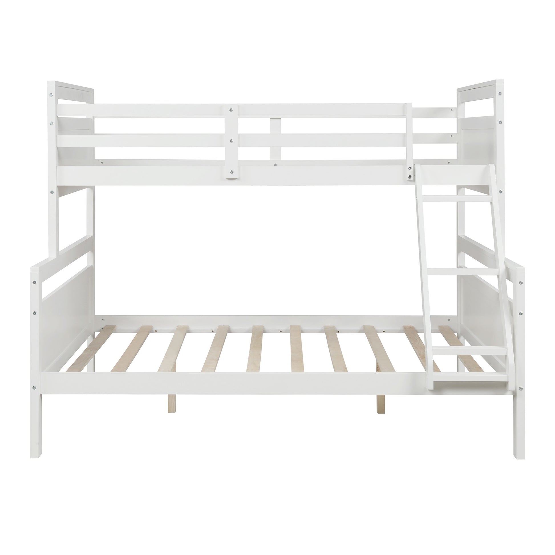 White Twin Over Full Size Bunk Bed By Homeroots | Beds | Modishstore - 7