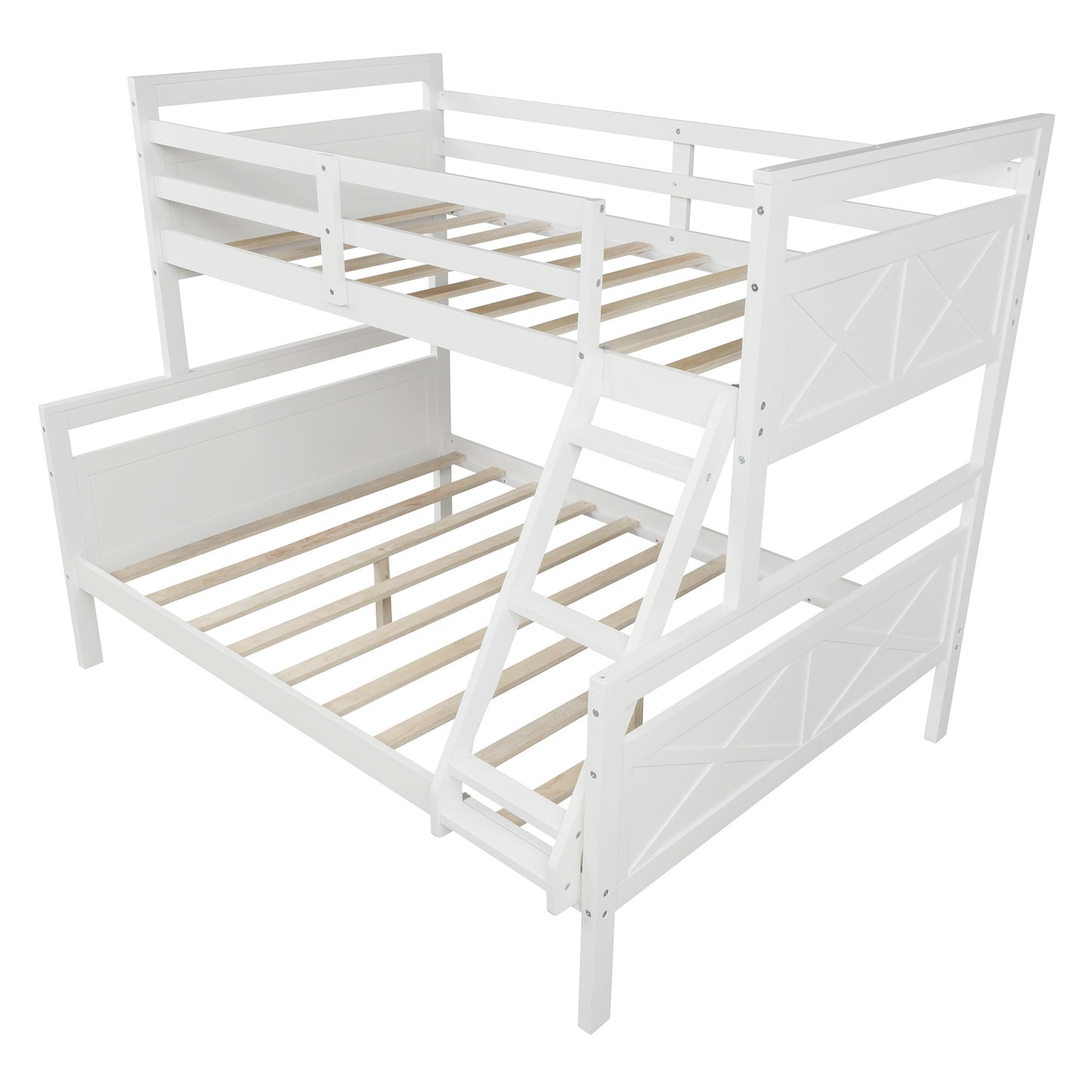 White Twin Over Full Size Bunk Bed By Homeroots | Beds | Modishstore - 8