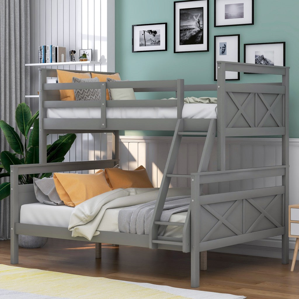White Twin Over Full Size Bunk Bed By Homeroots | Beds | Modishstore - 10