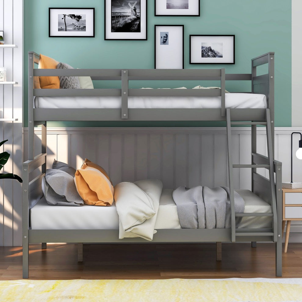 White Twin Over Full Size Bunk Bed By Homeroots | Beds | Modishstore - 12