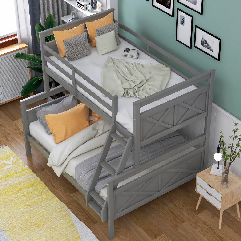 White Twin Over Full Size Bunk Bed By Homeroots | Beds | Modishstore - 13