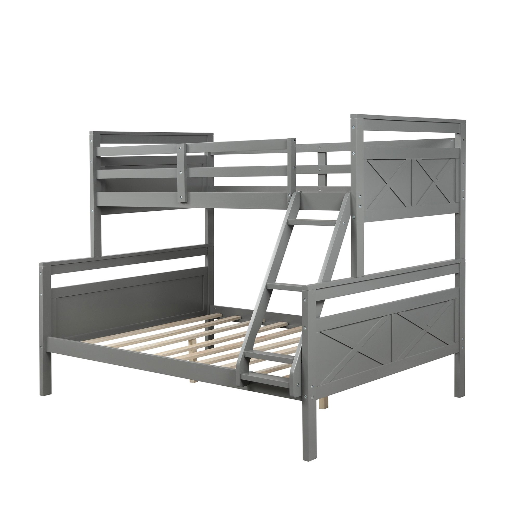 White Twin Over Full Size Bunk Bed By Homeroots | Beds | Modishstore - 17