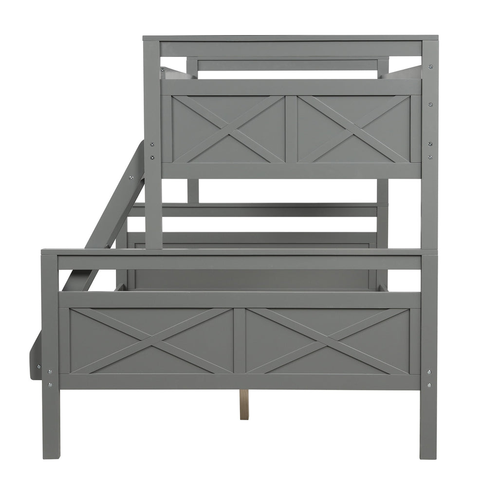 White Twin Over Full Size Bunk Bed By Homeroots | Beds | Modishstore - 18