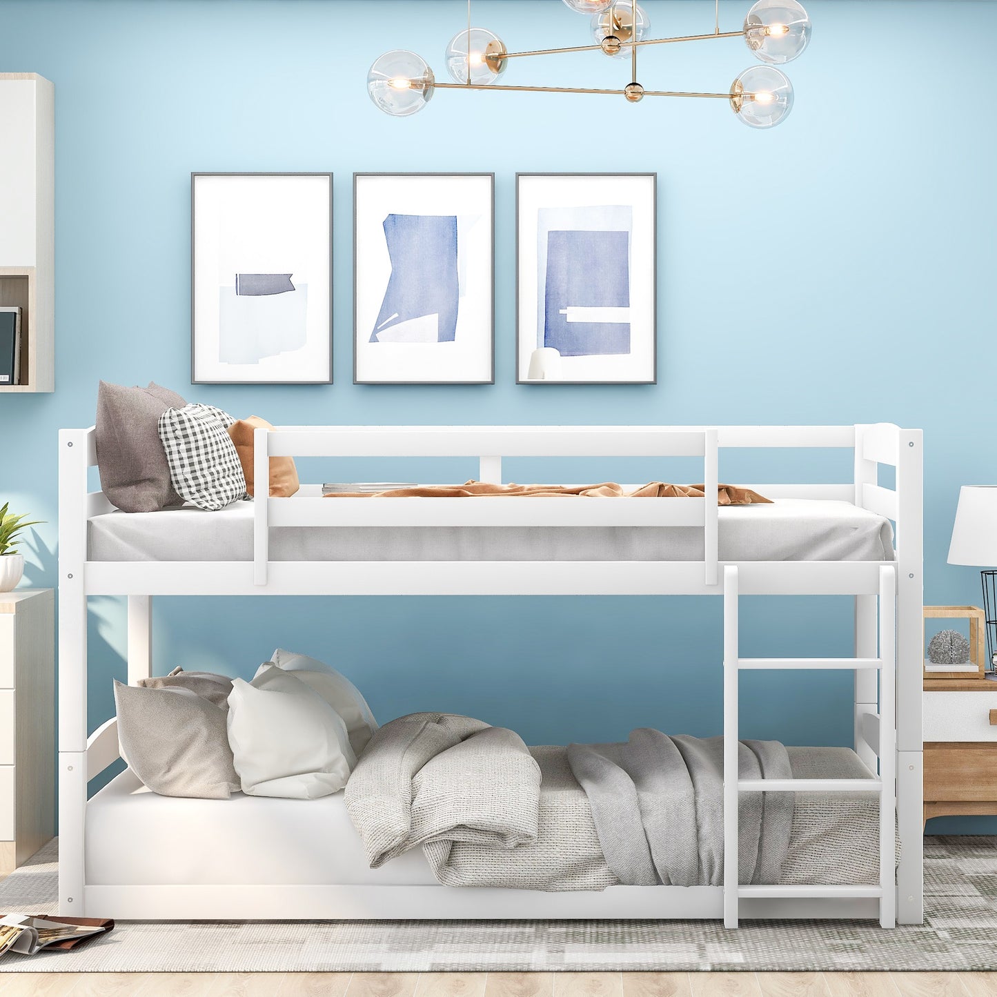 White Twin Over Twin Separable Bunk Bed By Homeroots | Beds | Modishstore - 2