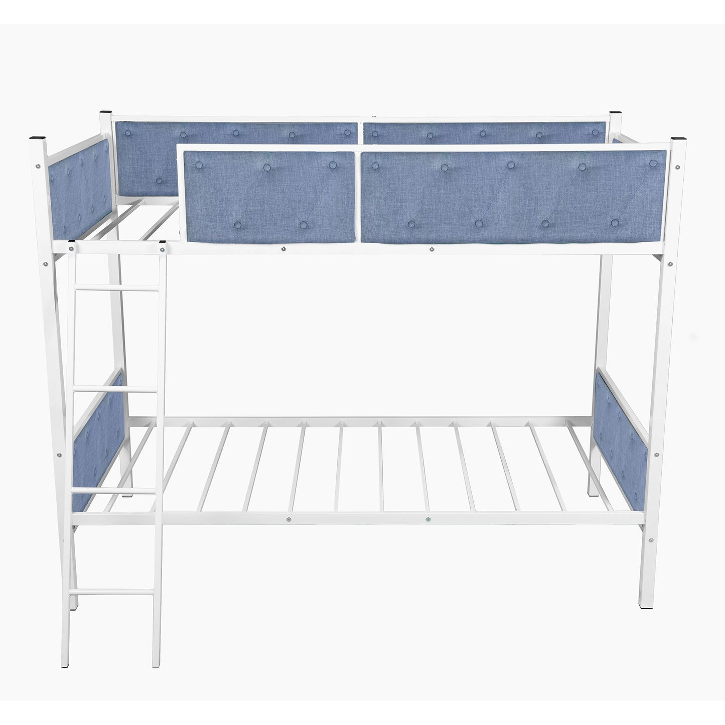 White Gray Twin Over Twin Upholstered Bunk Bed By Homeroots | Beds | Modishstore - 16