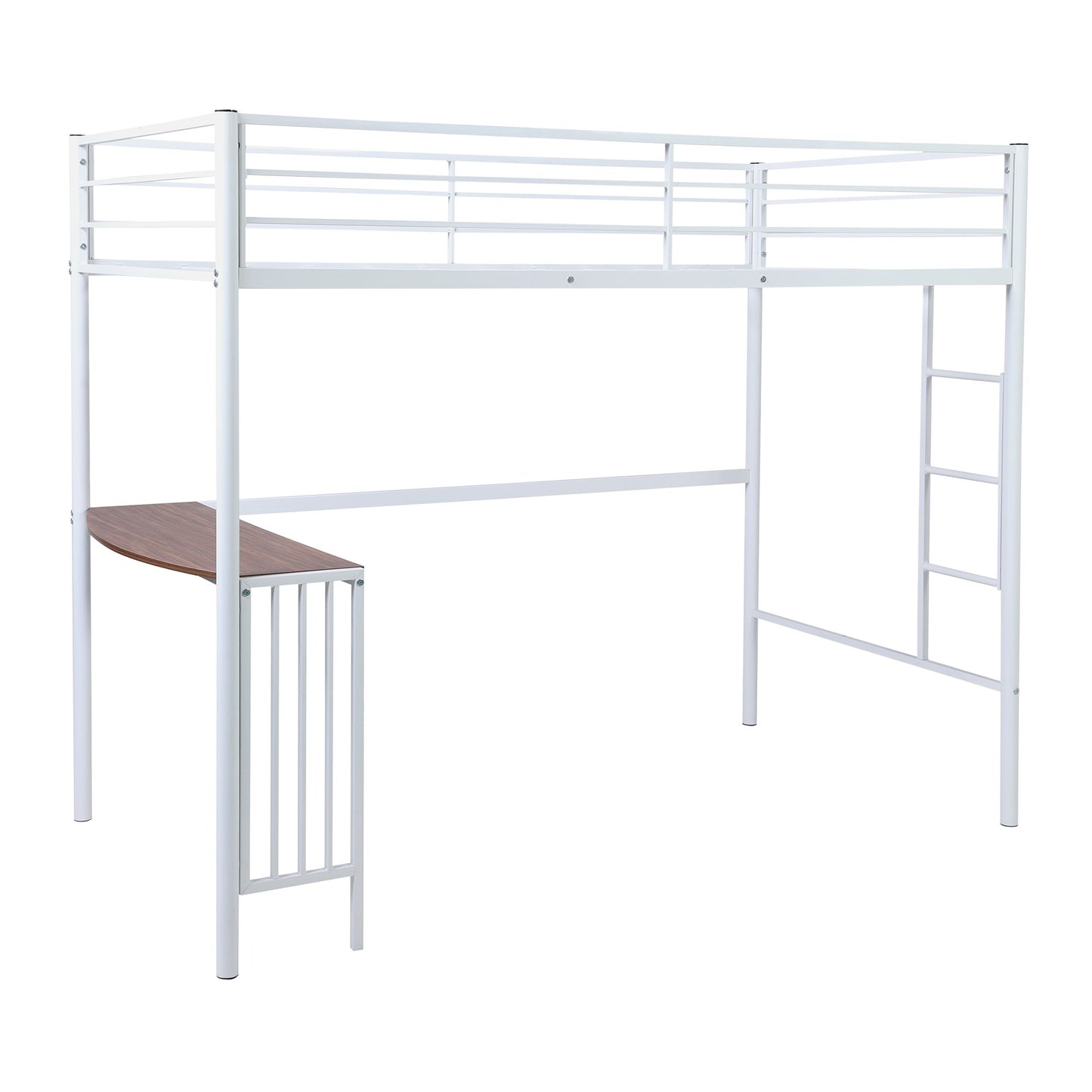 White Twin Over Full Size Metal Bunk Bed With Desk By Homeroots | Beds | Modishstore - 9