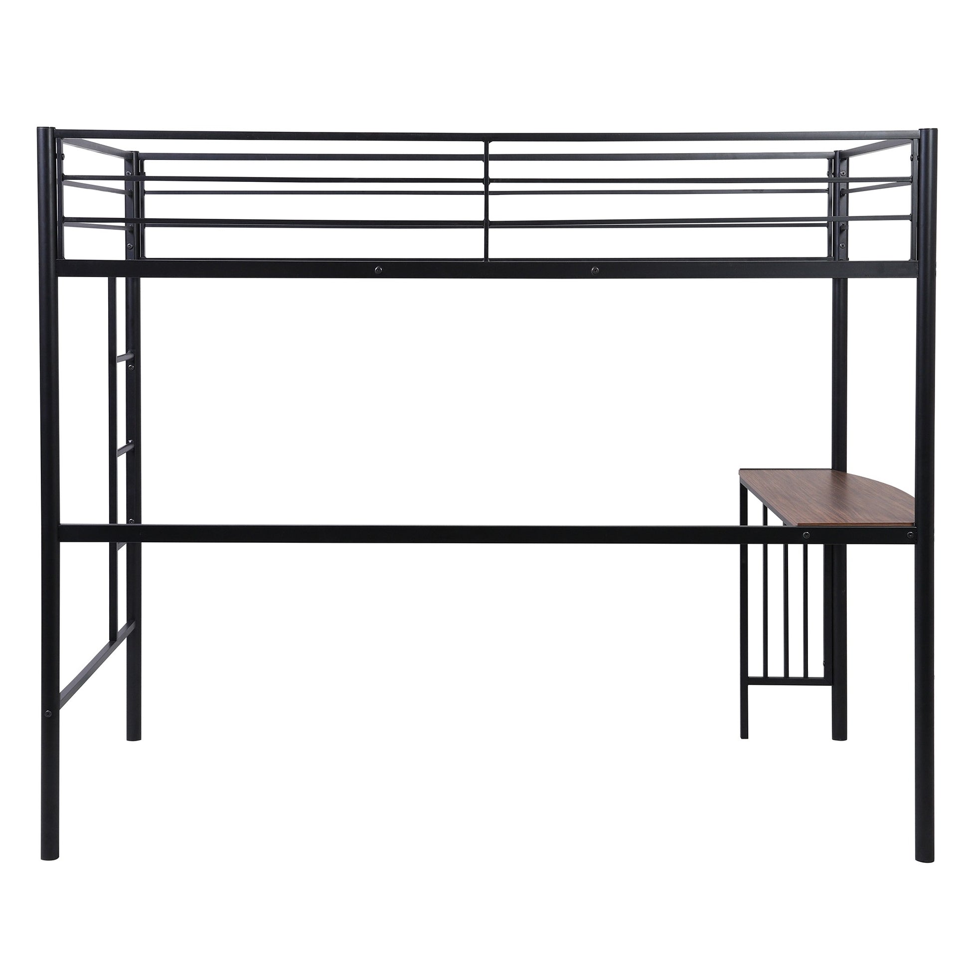 White Twin Over Full Size Metal Bunk Bed With Desk By Homeroots | Beds | Modishstore - 14