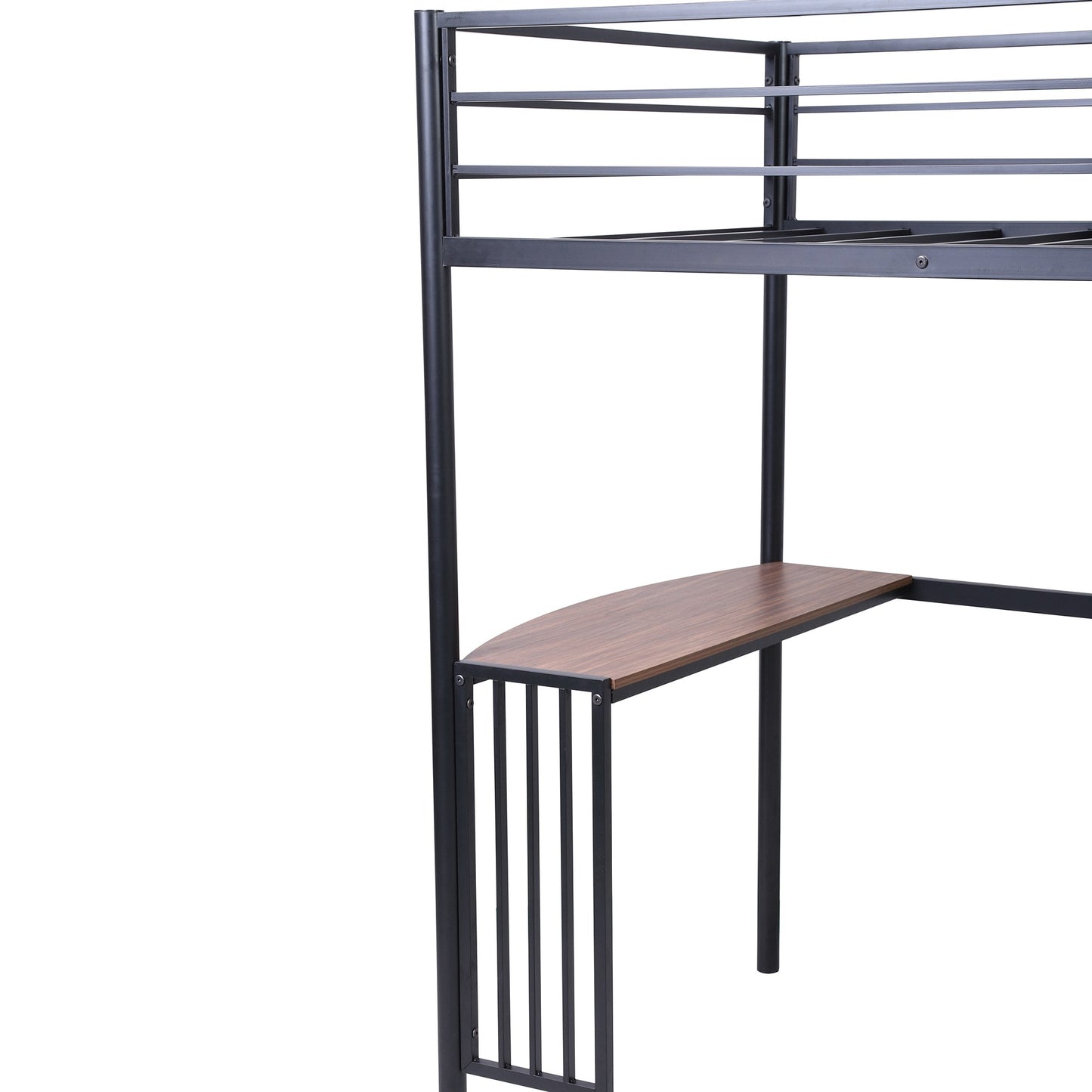 White Twin Over Full Size Metal Bunk Bed With Desk By Homeroots | Beds | Modishstore - 15