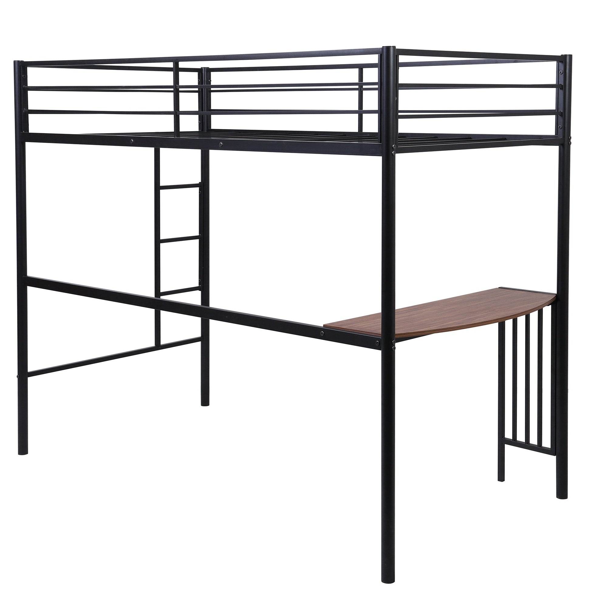 White Twin Over Full Size Metal Bunk Bed With Desk By Homeroots | Beds | Modishstore - 17