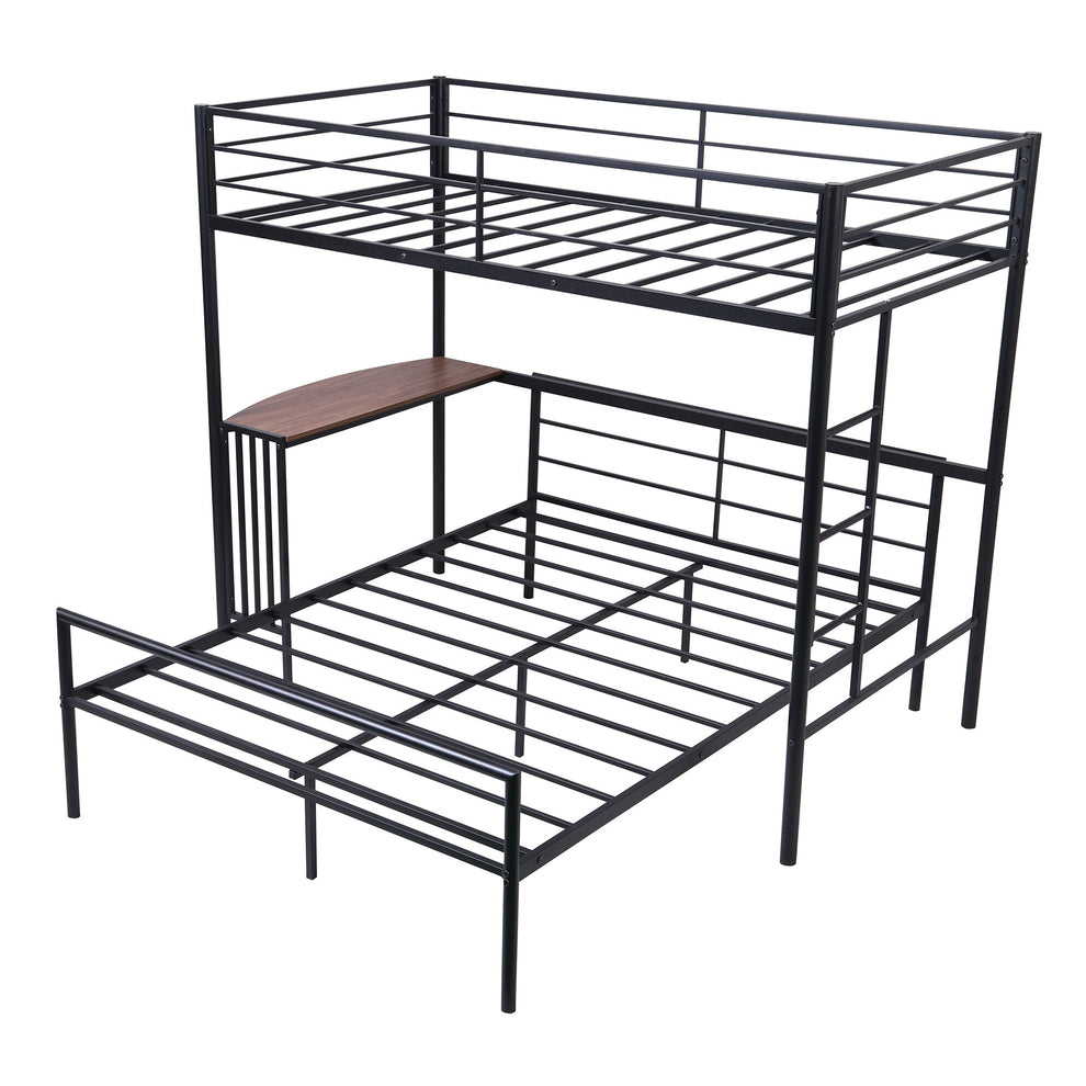 White Twin Over Full Size Metal Bunk Bed With Desk By Homeroots | Beds | Modishstore - 18