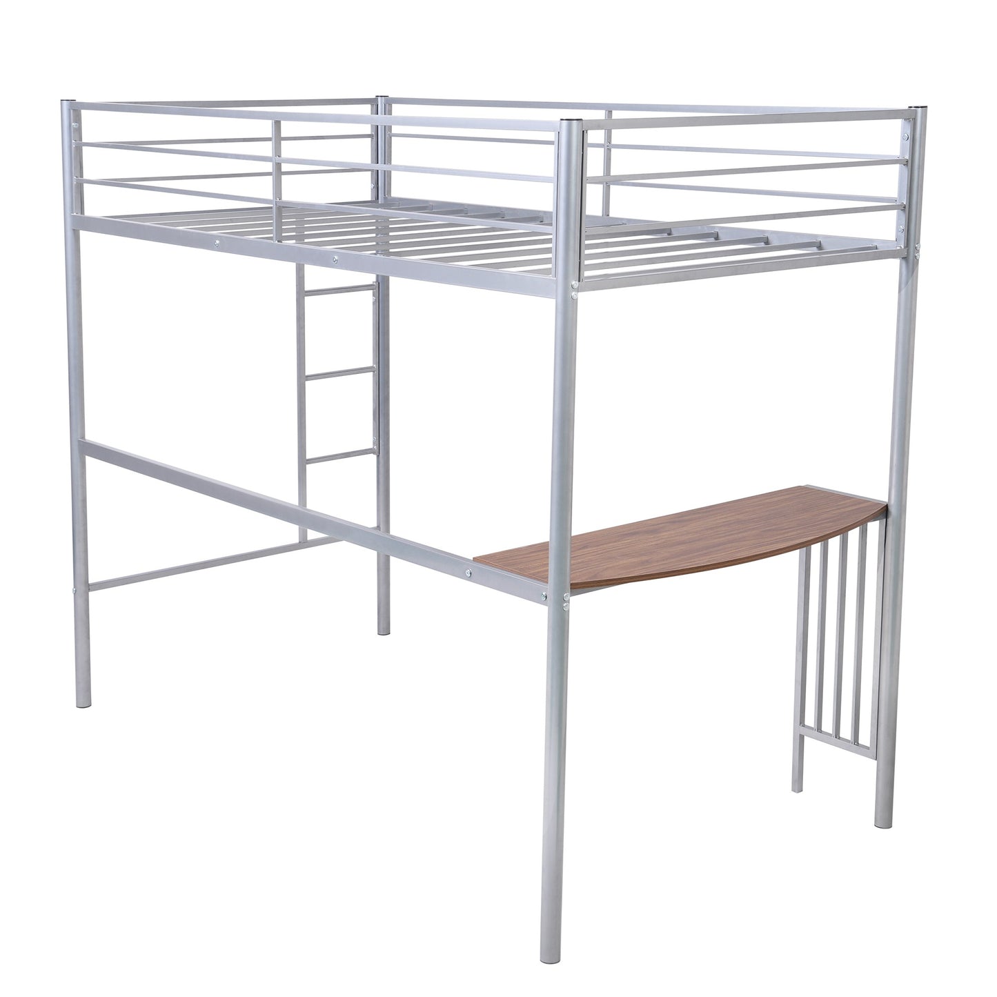 White Twin Over Full Size Metal Bunk Bed With Desk By Homeroots | Beds | Modishstore - 24