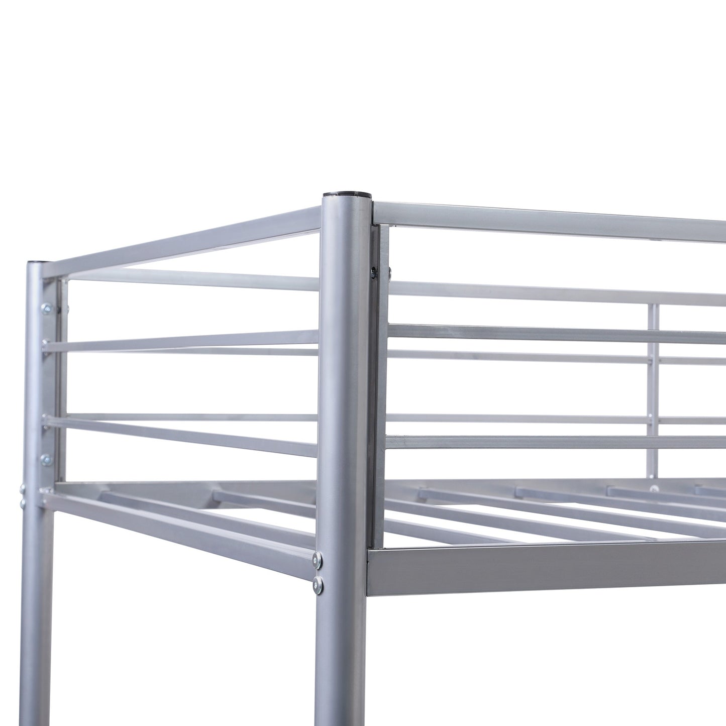 White Twin Over Full Size Metal Bunk Bed With Desk By Homeroots | Beds | Modishstore - 25
