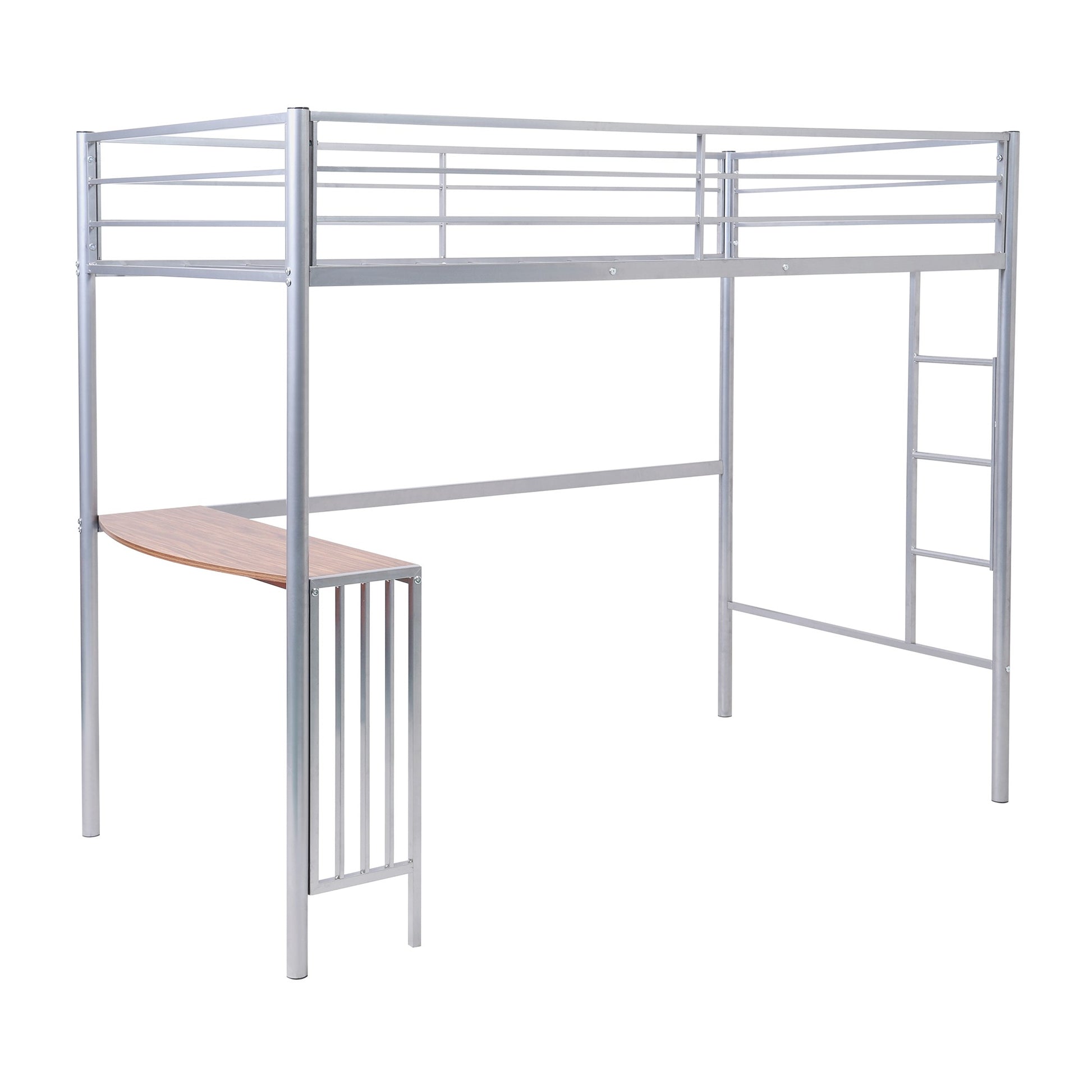 White Twin Over Full Size Metal Bunk Bed With Desk By Homeroots | Beds | Modishstore - 26