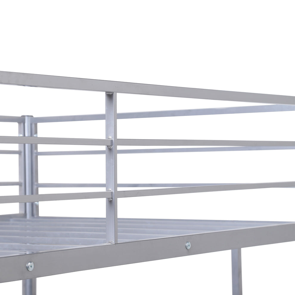 White Twin Over Full Size Metal Bunk Bed With Desk By Homeroots | Beds | Modishstore - 27