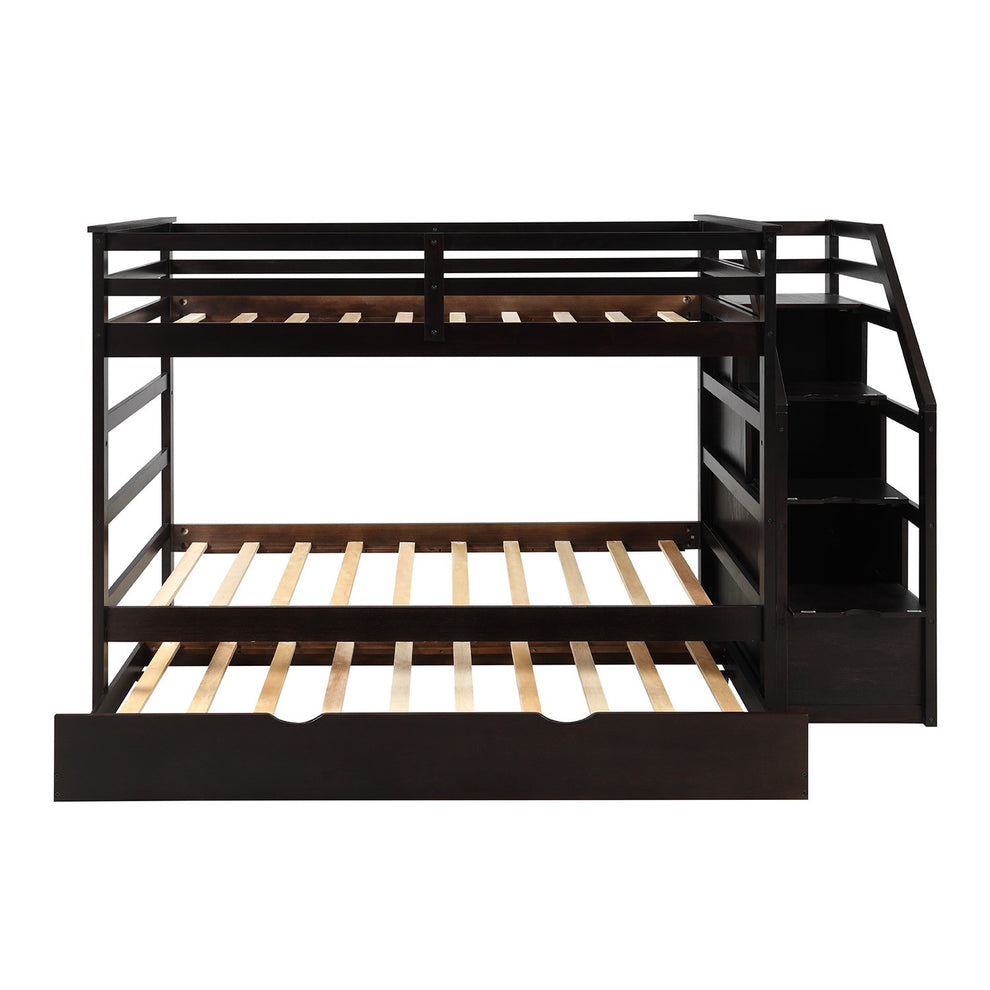 Brown Twin Over Twin Bunk Bed With Trundle By Homeroots | Beds | Modishstore - 8