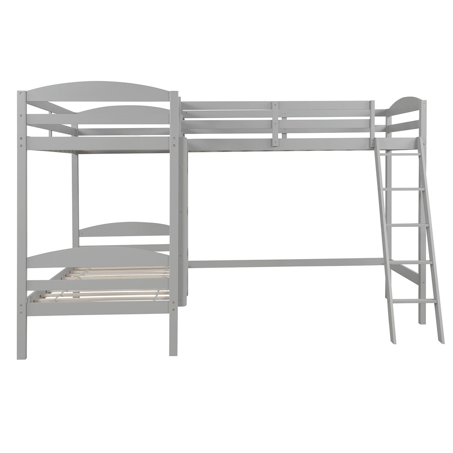 White L Shaped Triple Bunk Bed By Homeroots | Beds | Modishstore - 23