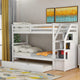 White Twin Over Twin Bunk Bed With Trundle By Homeroots | Beds | Modishstore