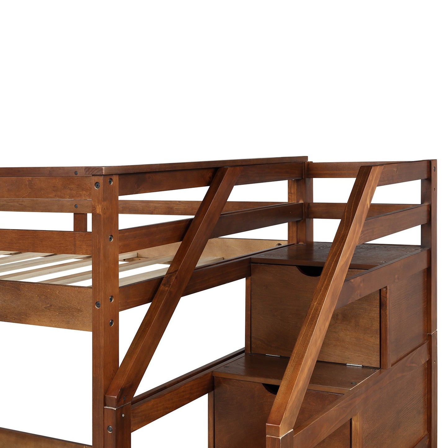 White Twin Over Twin Bunk Bed With Trundle By Homeroots | Beds | Modishstore - 17