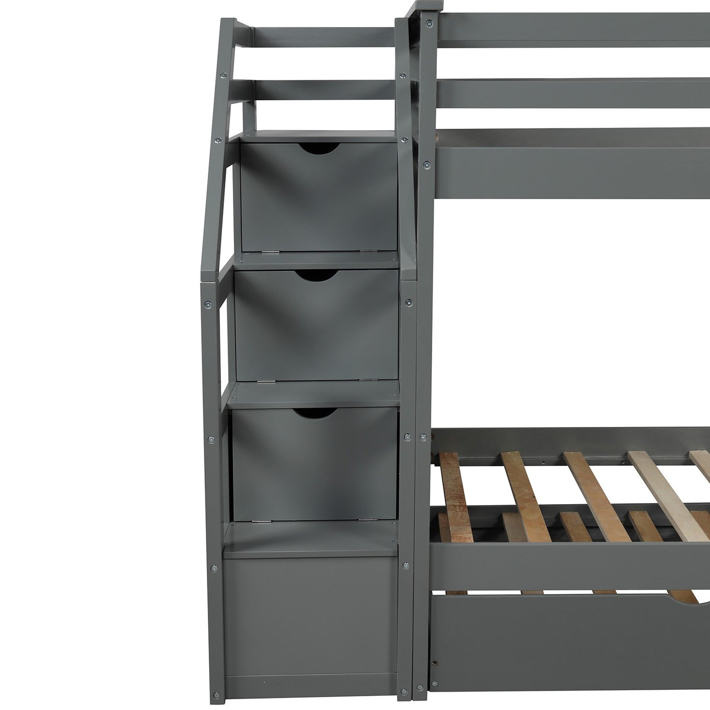 White Twin Over Twin Bunk Bed With Trundle By Homeroots | Beds | Modishstore - 26
