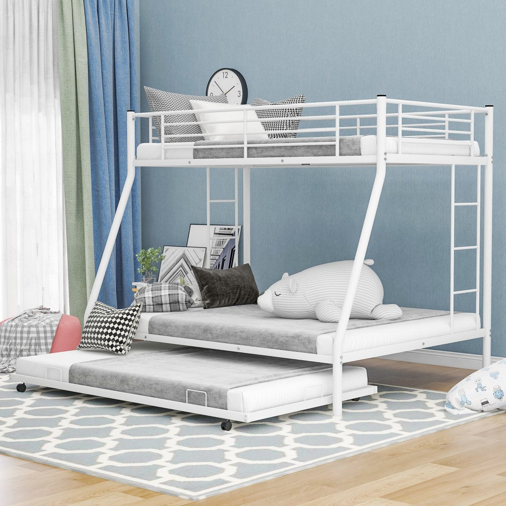 White Twin Over Full Size Bunk Bed With Trundle By Homeroots | Beds | Modishstore