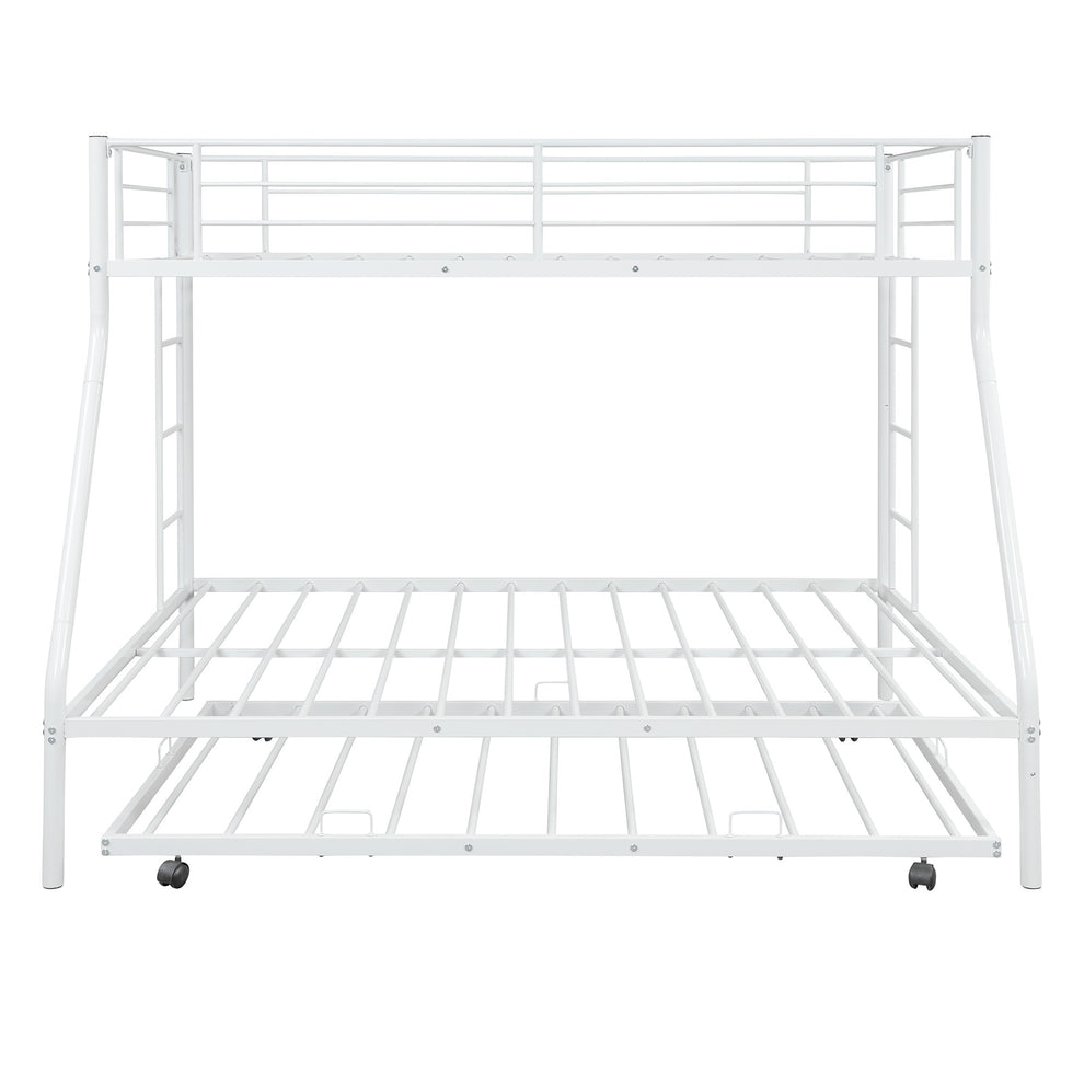 White Twin Over Full Size Bunk Bed With Trundle By Homeroots | Beds | Modishstore - 7
