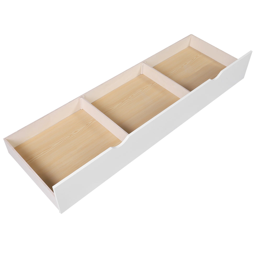 White Twin Size L Shaped Double Bunk Bed With Drawer By Homeroots | Beds | Modishstore - 4