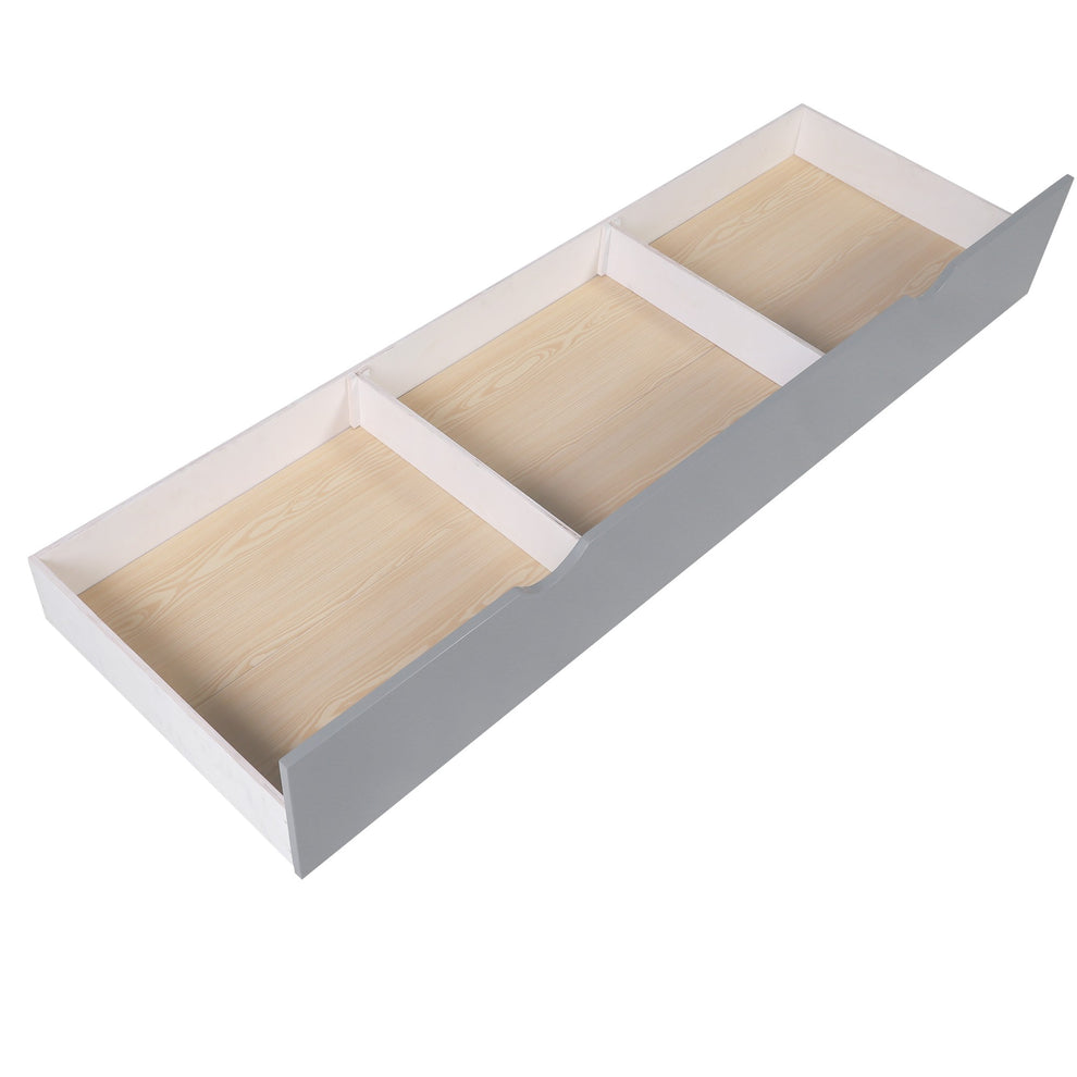 White Twin Size L Shaped Double Bunk Bed With Drawer By Homeroots | Beds | Modishstore - 15
