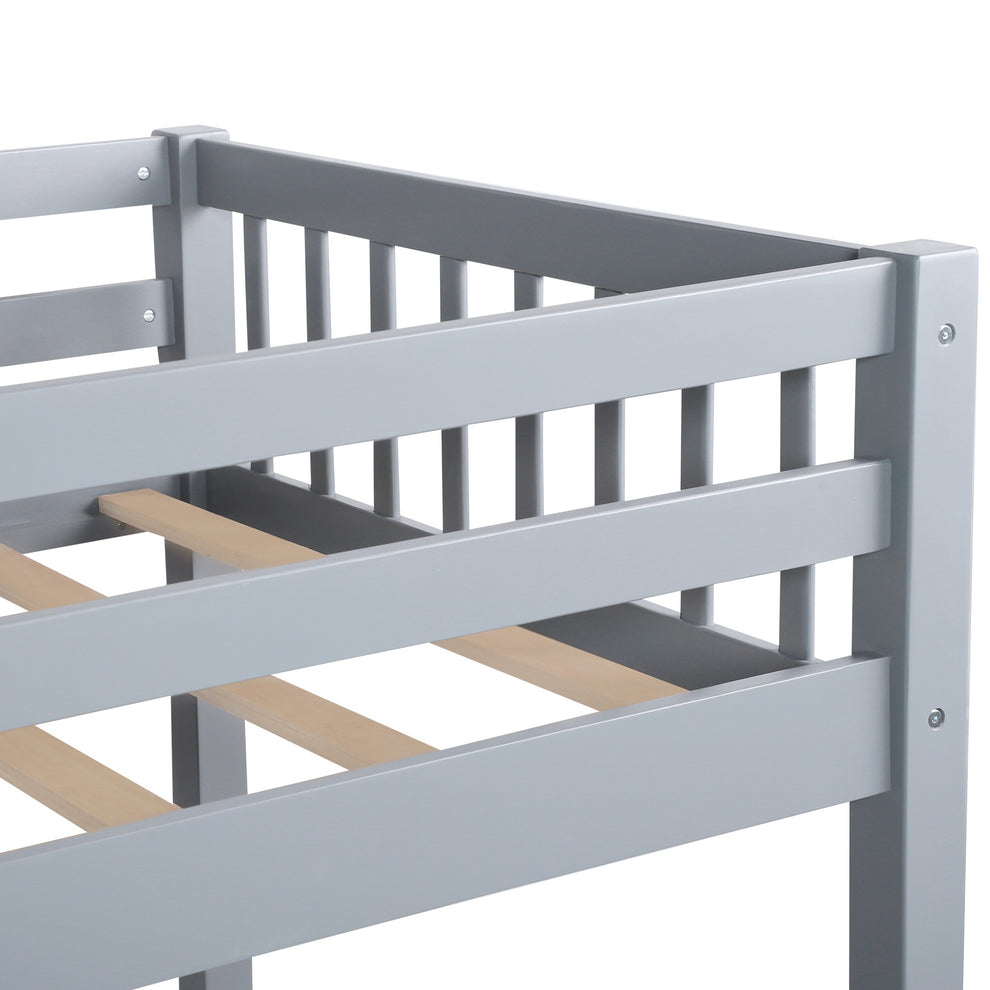 White Twin Size L Shaped Double Bunk Bed With Drawer By Homeroots | Beds | Modishstore - 17
