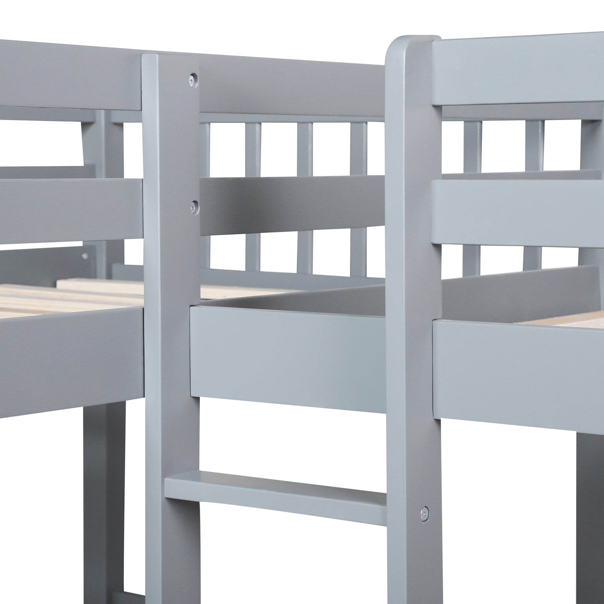 White Twin Size L Shaped Double Bunk Bed With Drawer By Homeroots | Beds | Modishstore - 18
