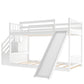 White Twin Over Twin Bunk Bed With Stairway And Slide By Homeroots | Beds | Modishstore - 6