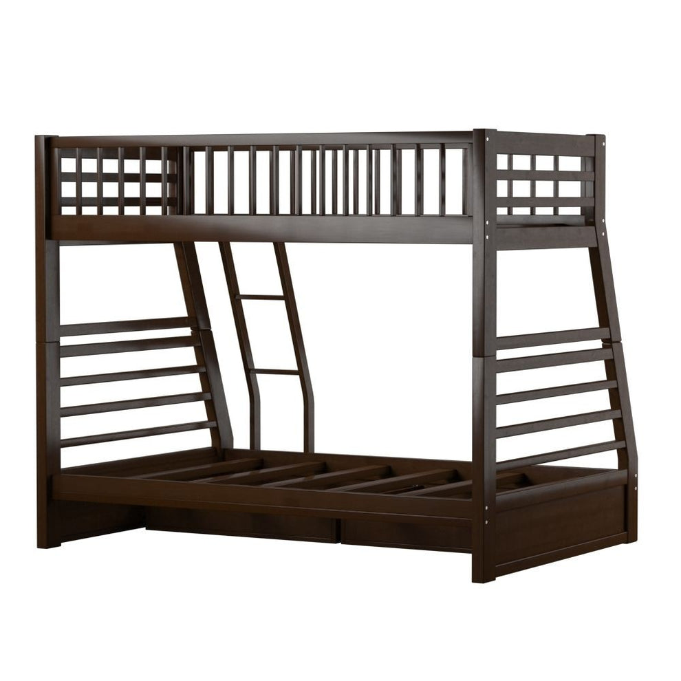 Brown Twin Over Full Size Bunk Bed By Homeroots | Beds | Modishstore - 2