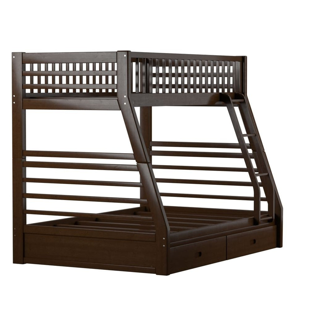 Brown Twin Over Full Size Bunk Bed By Homeroots | Beds | Modishstore - 5