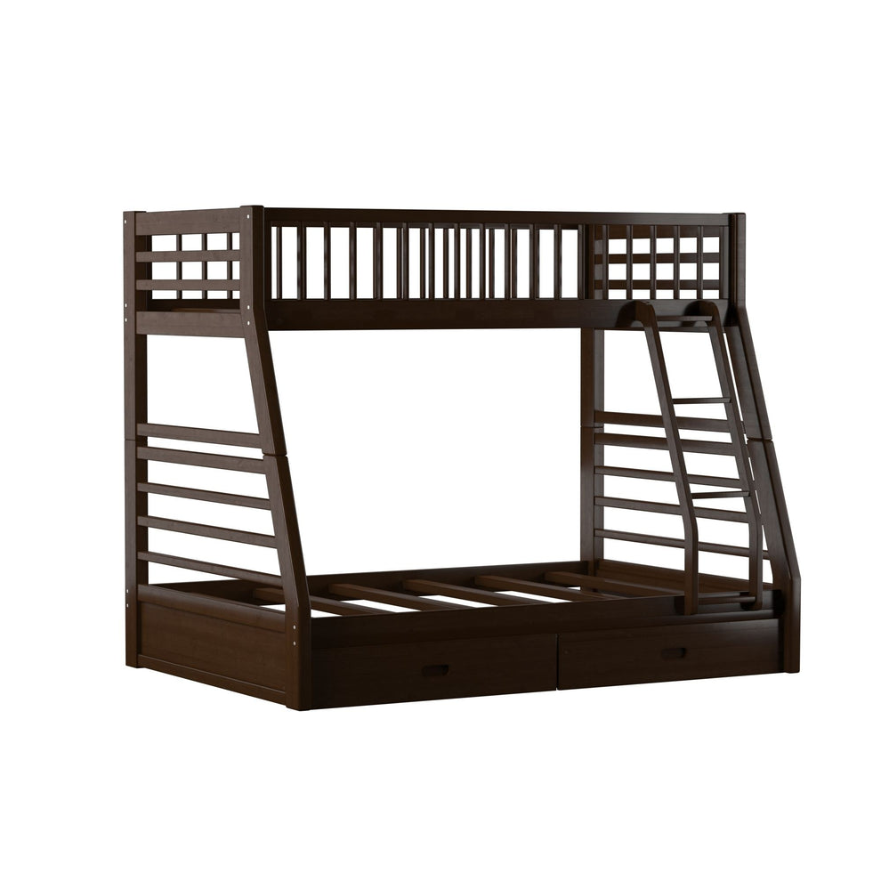 Brown Twin Over Full Size Bunk Bed By Homeroots | Beds | Modishstore - 6